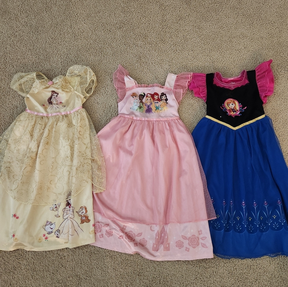 DISNEY CHARACTER NIGHTGOWNS Set of 3 in Toddler 5T